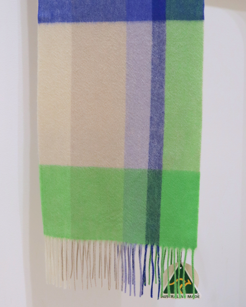 Australia Made Merino Wool Scarf｜Lemon & Lime Plaid