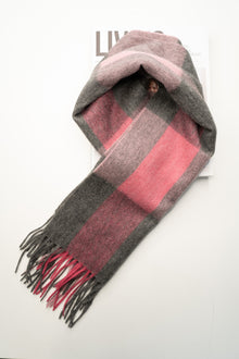 Australia Made Merino Wool Scarf | Tartan Scarf  - Watermelon Pink Plaid Scarf