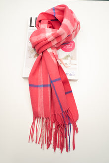 Australia Made Merino Wool Scarf | Tartan Scarf  - Strawberry Pink Scarf