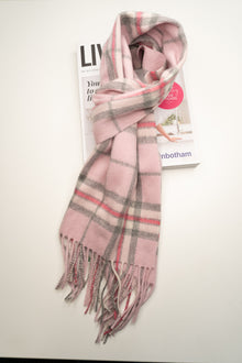 Australia Made Merino Wool Scarf | Tartan Scarf - Baby Pink Thompson Scarf