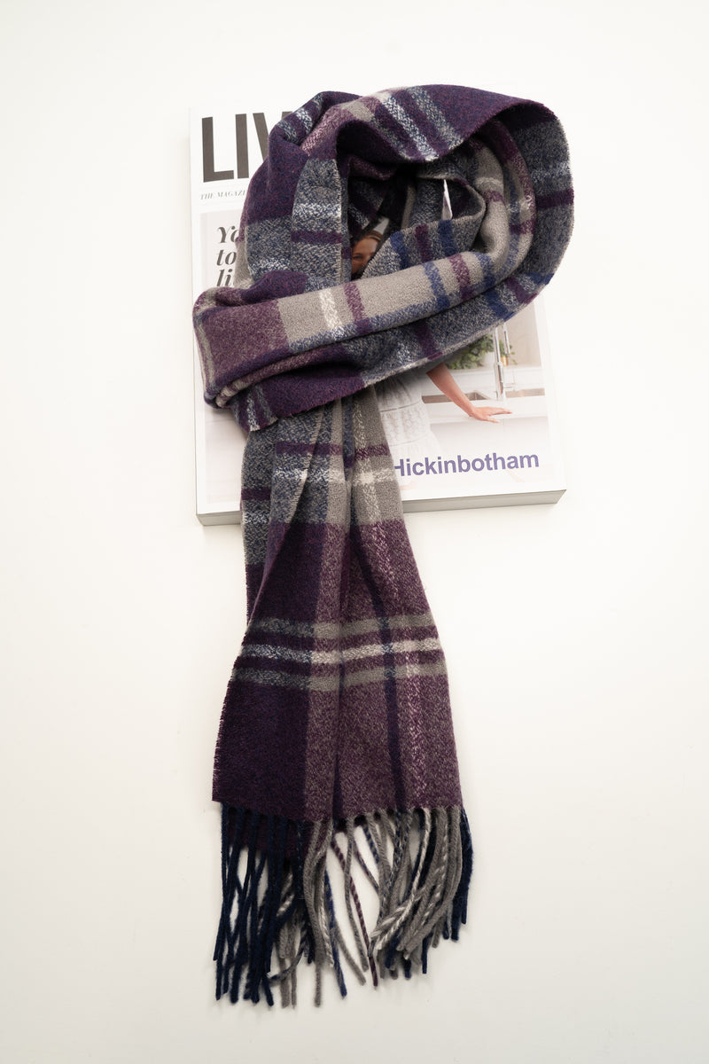 Australia Made Merino Wool Scarf | Tartan Scarf  - Violet Purple Stewart Scarf