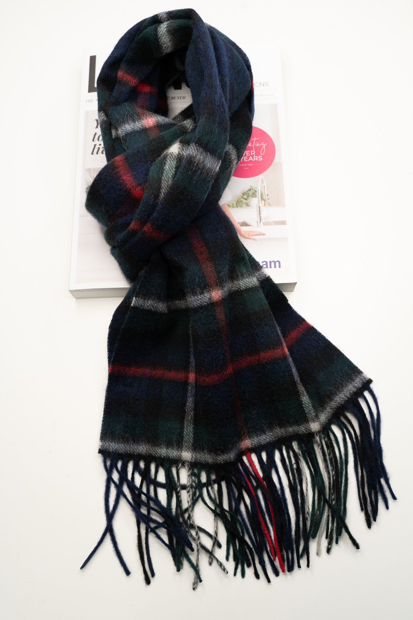 Australia Made Merino Wool Scarf | Tartan Scarf  - Sage Green Thompson Scarf