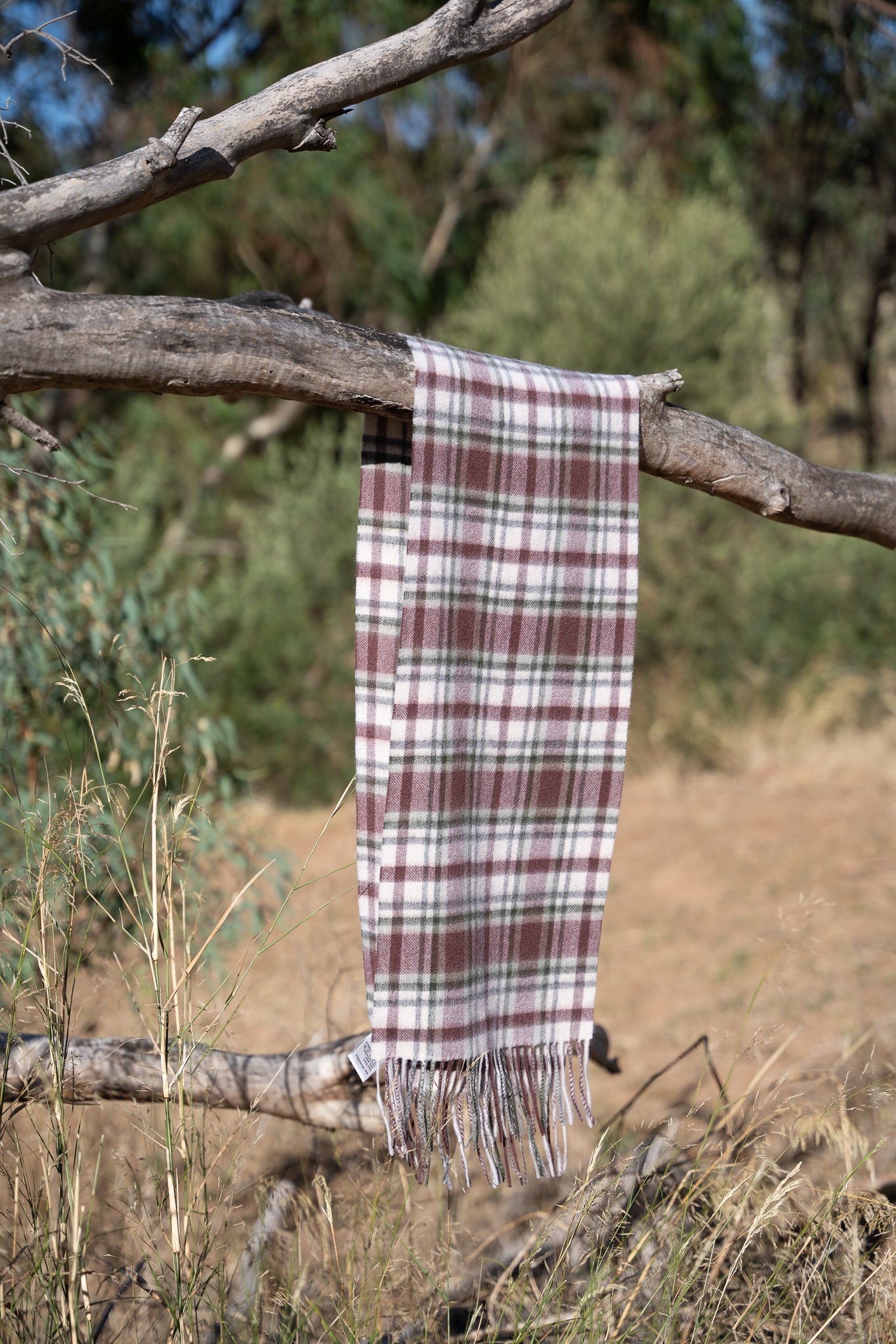 Australia Made Merino Wool Scarf | Tartan Scarf  - Pinkish Brown Stewart Scarf