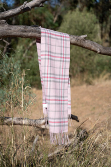 Australia Made Merino Wool Scarf | Tartan Scarf - Baby Pink Thompson Scarf