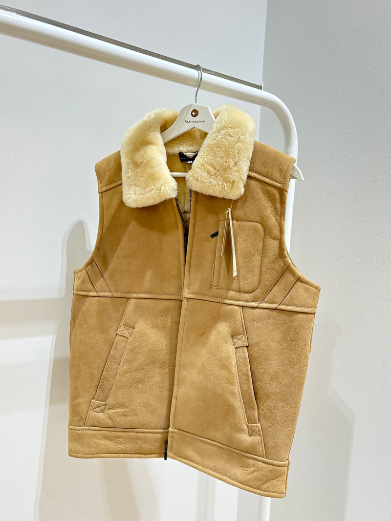 Men's Double Face Sheepskin Vest - Light Caramel - M