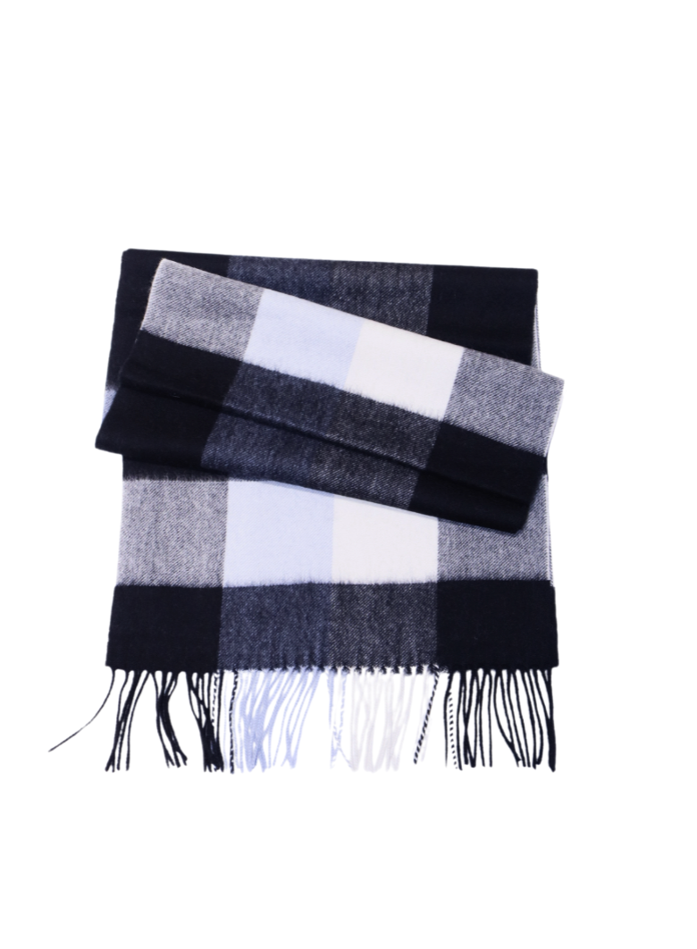 Australia Made Merino Wool Scarf |  Sky Blue Plaid