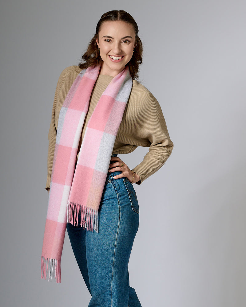 Australian Made Merino Wool Scarf | Plaid Scarf-  Lake Hillier