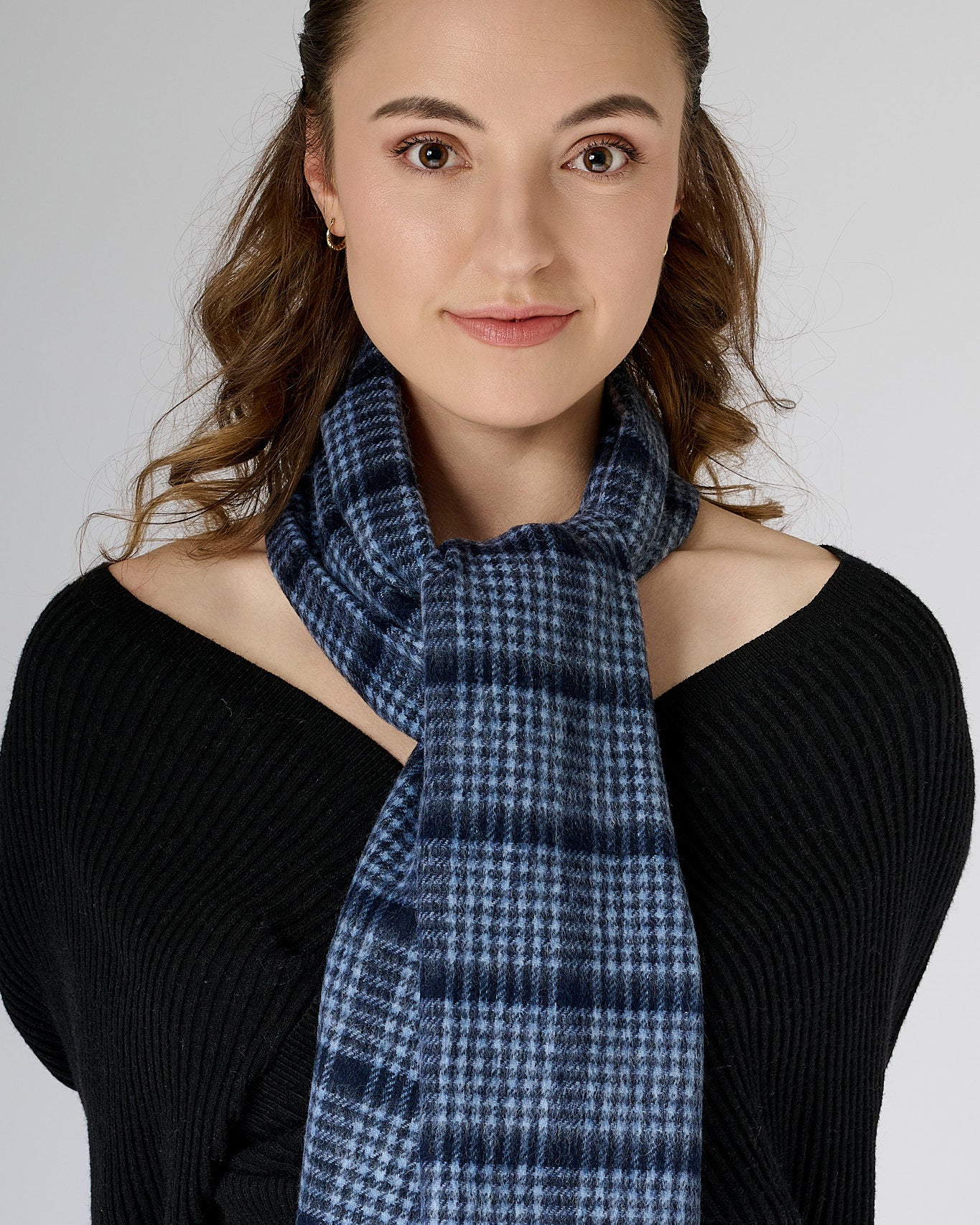 Australia Made Merino Wool Scarf｜Pin Check Navy