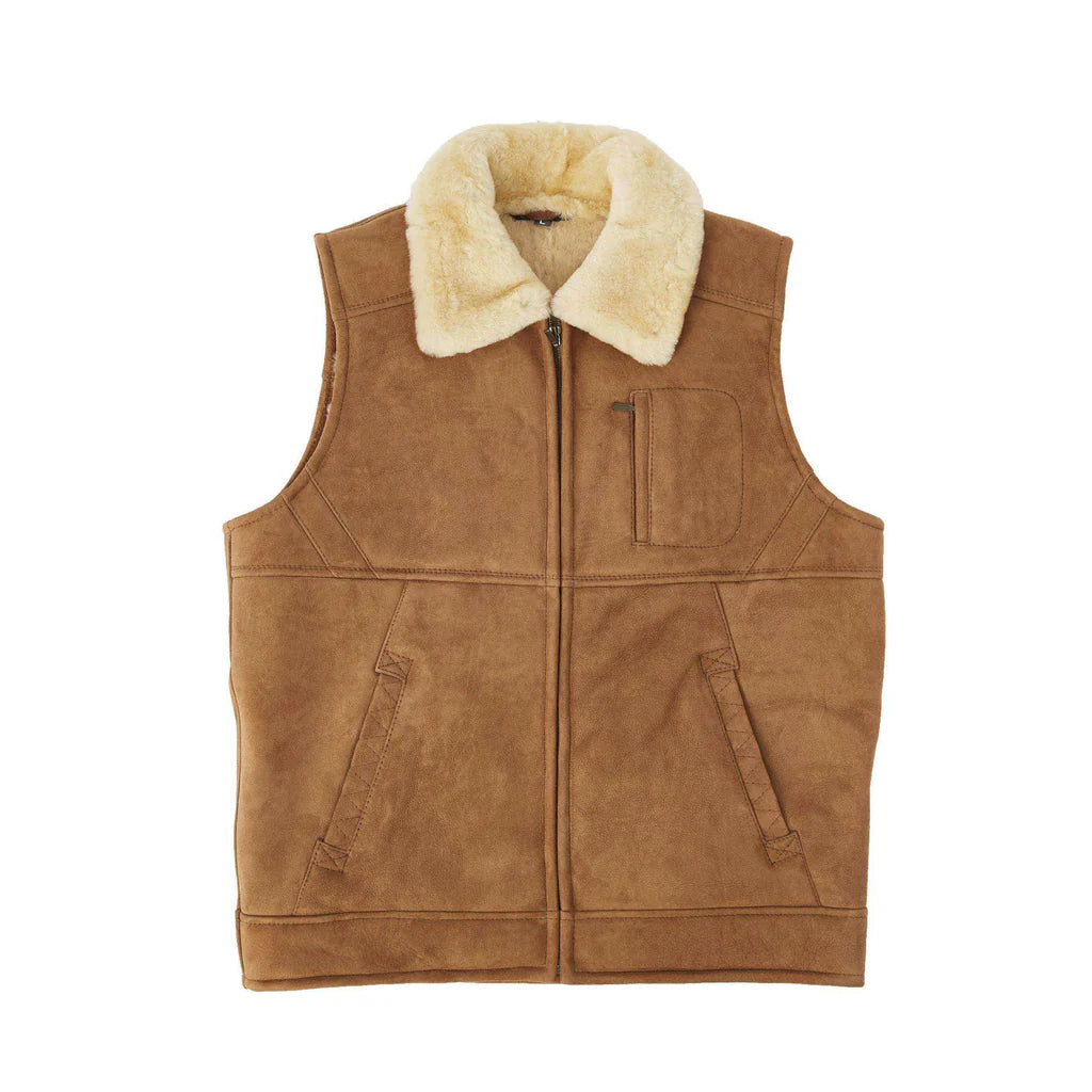 Men's Double Face Sheepskin Vest - Chestnut - S